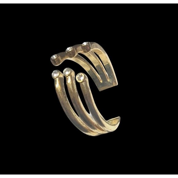 Baublebar Glam Gold Tone Tripe Layer Cage Ring With Clear Stones Size 7 - Picture 10 of 12